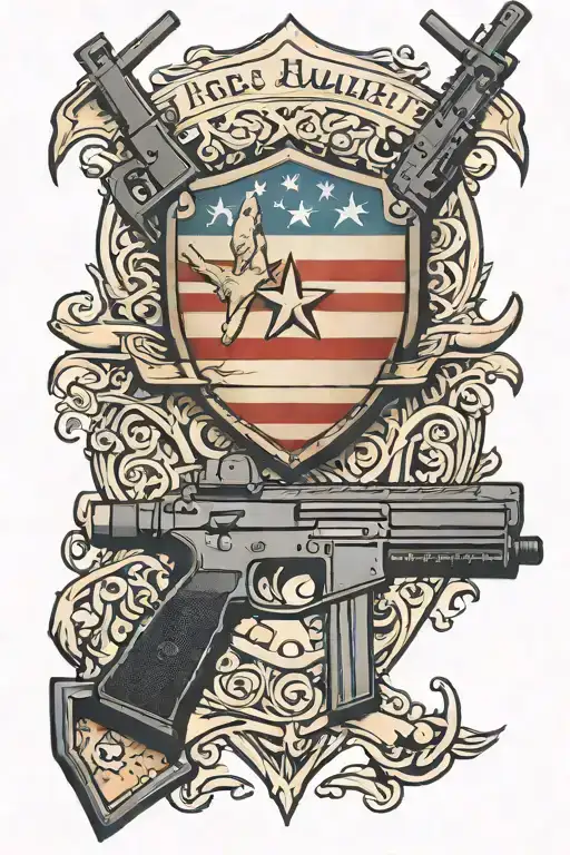ar15 assault rifle america shield tattoo design idea
