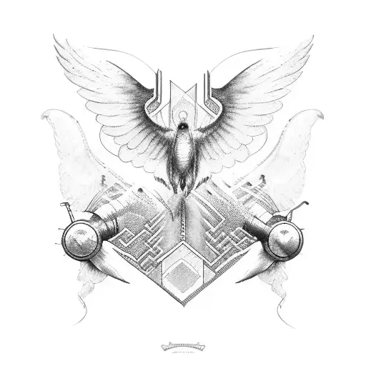 racing wheel with wings tattoo design idea