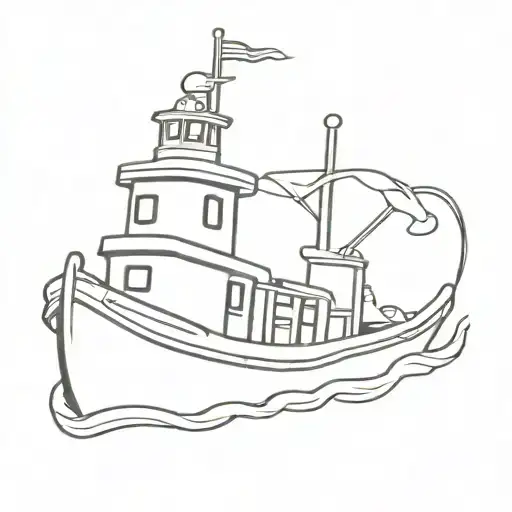 Tugboat with a usa bell tattoo design idea