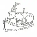 Tugboat with a usa bell tattoo design idea