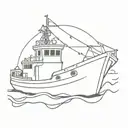 Tugboat with a usa bell tattoo design idea