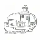 Tugboat with a usa bell tattoo design idea