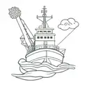 Tugboat with exhaust tube and a usa glag  tattoo design idea