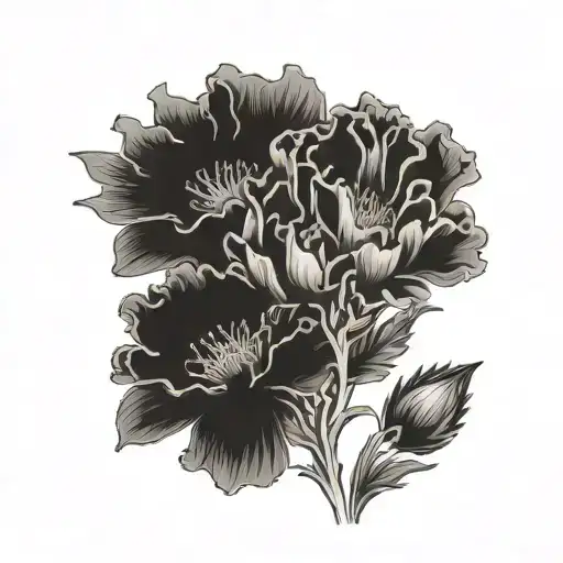 January (carnation) and October (marigold): tattoo design idea