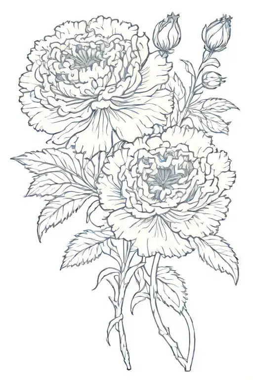carnation and marigold flower tattoo design idea