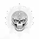 red skull with pink sun tattoo design idea
