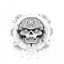 red skull with pink sun tattoo design idea
