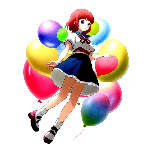 girl with balloons  tattoo design idea