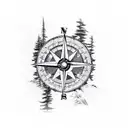 Compass, forest, trees, realistic, power, nature, animals, hope, trust, lighthouse, tattoo design idea