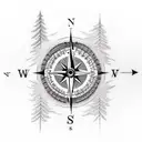 Compass, forest, trees, realistic, power, nature, animals, hope, trust, lighthouse, tattoo design idea
