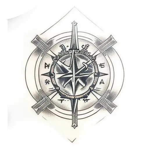 faith cross compass skull arm sleeve tattoo design idea