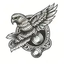 hawk wing dumbell tattoo design idea