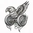 hawk wing dumbell tattoo design idea