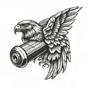 hawk wing dumbell tattoo design idea