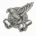 hawk wing dumbell tattoo design idea
