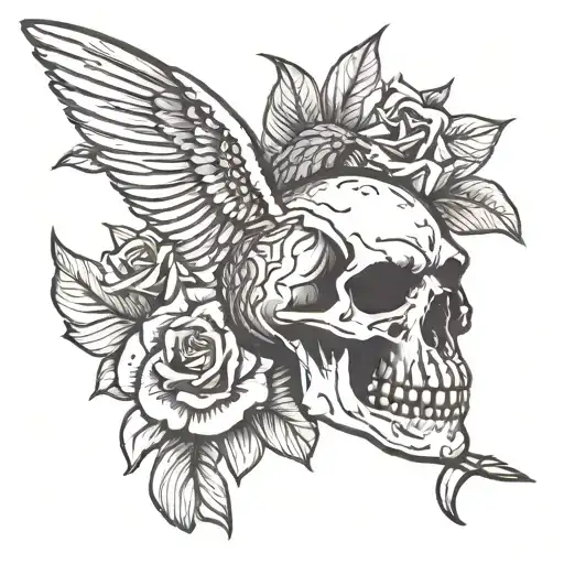 skull of a hummingbird  tattoo design idea