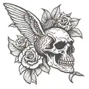 skull of a hummingbird  tattoo design idea