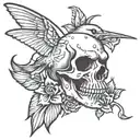 skull of a hummingbird  tattoo design idea