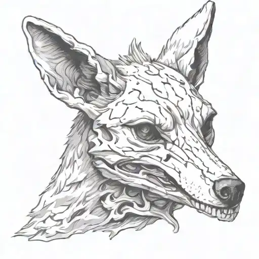 realistic coyote skull  tattoo design idea