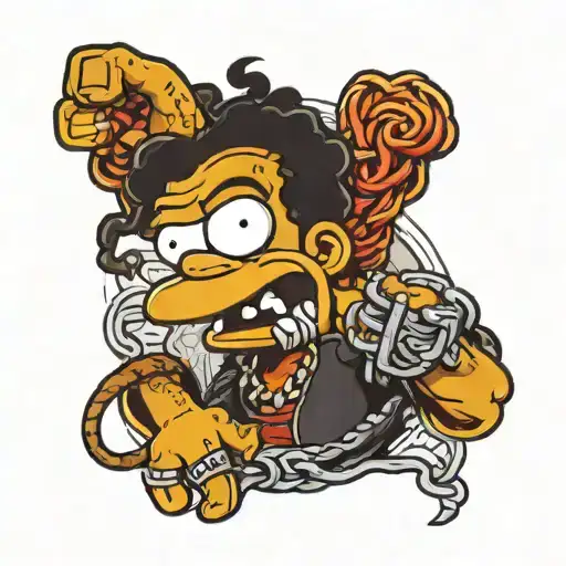 black Bart Simpson with braids sticking up the middle finger  tattoo design idea