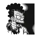 black Bart Simpson with braids sticking up the middle finger  tattoo design idea