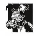 black Bart Simpson with braids sticking up the middle finger  tattoo design idea