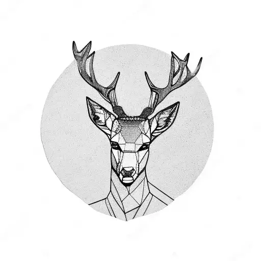 stag infront of mountain tattoo design idea