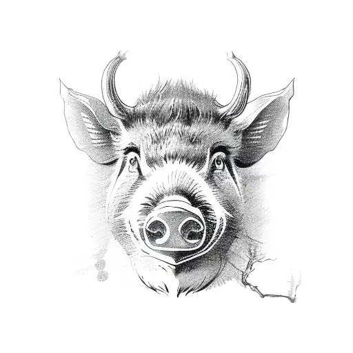 wild boar head tattoo design idea
