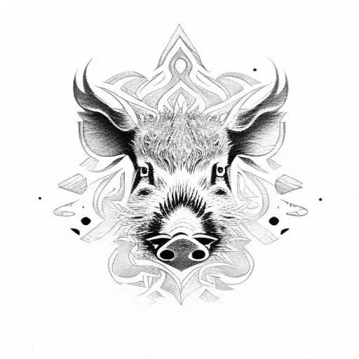 wild boar head tattoo design idea