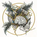 pretty kintsugi brain tattoo design idea
