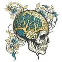 pretty kintsugi brain tattoo design idea