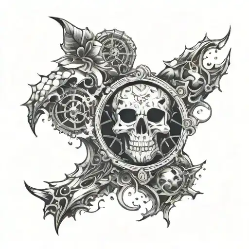 Incorporate elements from popular PC games into a sleeve tattoo design tattoo design idea
