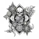 Incorporate elements from popular PC games into a sleeve tattoo design tattoo design idea