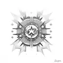 fist close over red star tattoo design idea