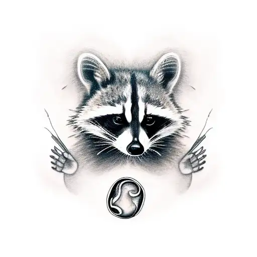 A realistic tattoo of a mischievous raccoon surrounded by smoke tattoo design idea