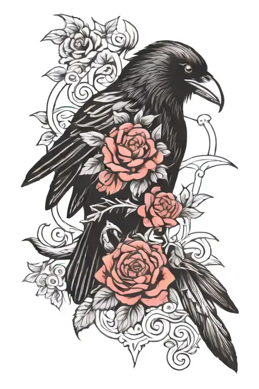 raven tattoo design idea