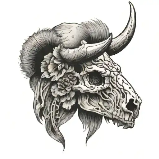 filler around bison skull tattoo tattoo design idea