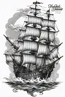 ghost pirate ship tattoo design idea