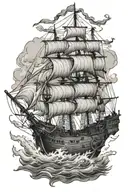 ghost pirate ship tattoo design idea