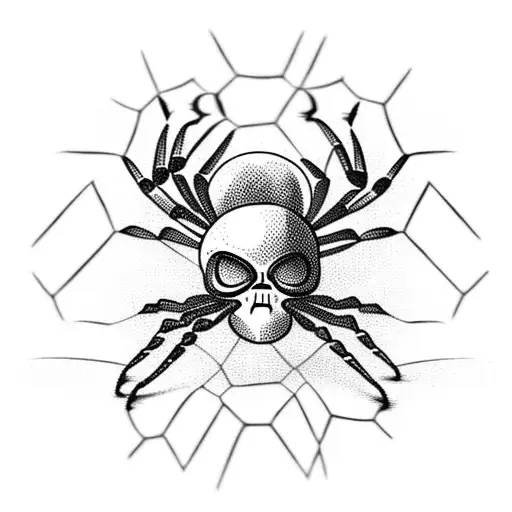 spider with skull tattoo design idea