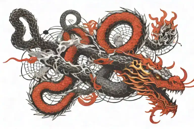 Japanese snake dragon flying tattoo design idea