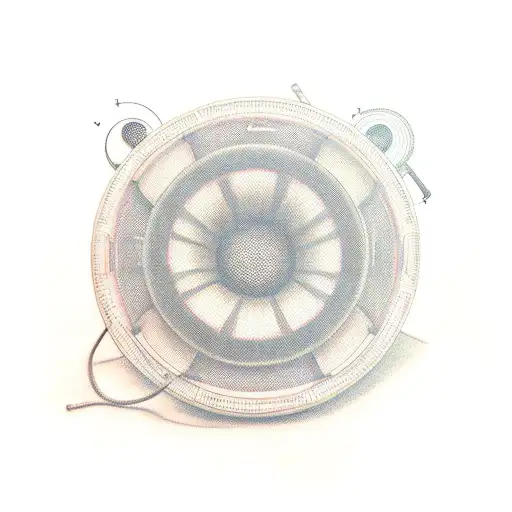 subwoofer, record player, sacaphone tattoo design idea