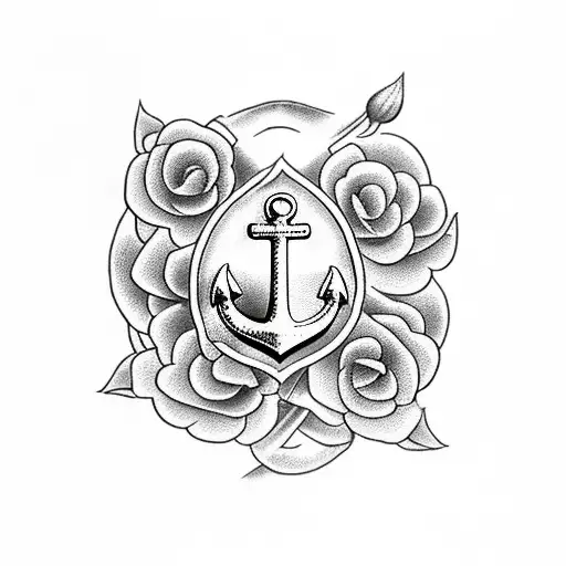 Anchor with flowers on it tattoo design idea