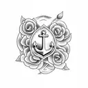 Anchor with flowers on it tattoo design idea