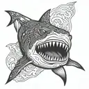shark head emerging tattoo design idea