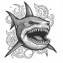 shark head emerging tattoo design idea
