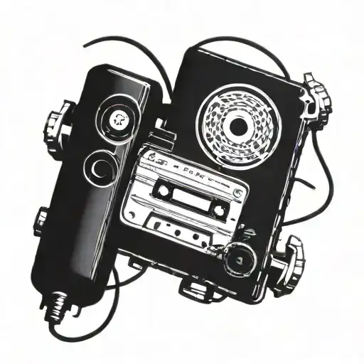Walkman, cassette, headphones tattoo design idea
