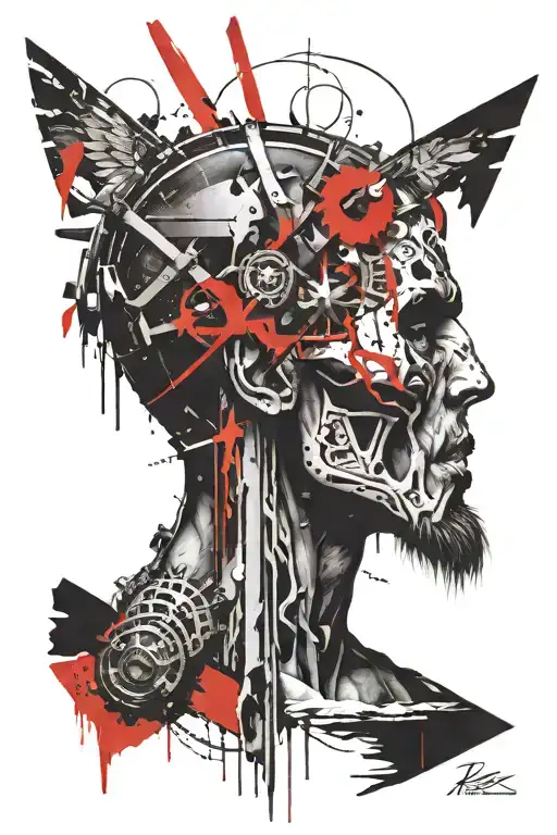 AVE CHRISTUS REX engraved on blade tattoo design idea