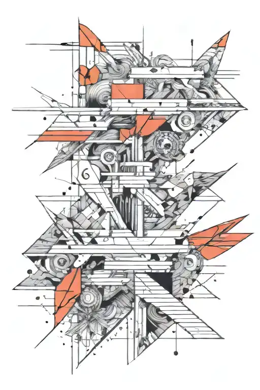 Rectangles and squares joined by lines tattoo design idea