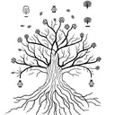 Design a tree tattoo with roots representing discipline's foundation and branches symbolizing personal growth and succes tattoo design idea